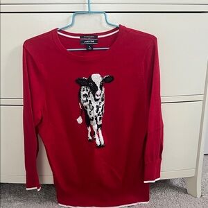 NWOT lands end cotton cow sweater small